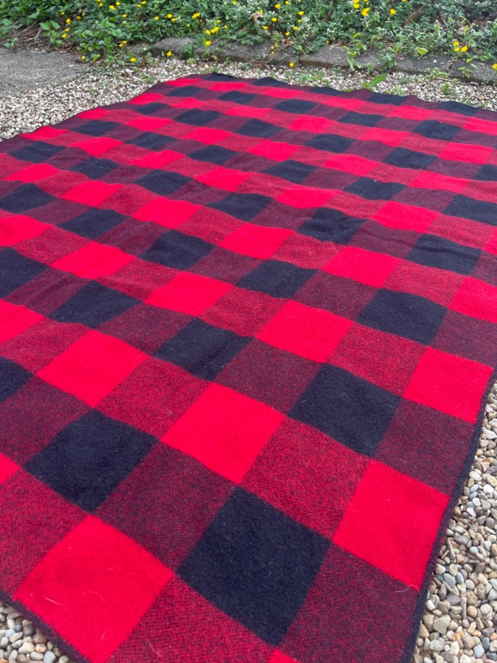 Vintage Marlboro Country Store Buffalo Plaid Wool Blanket - Red & Black